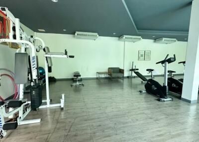 Spacious gym with exercise equipment