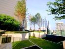 Rooftop garden with cityscape view