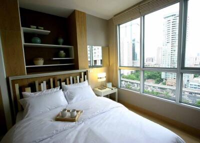 Modern bedroom with city view