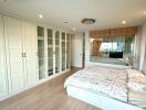 Spacious bedroom with modern design and ample storage