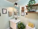 Modern bathroom with plants and decor