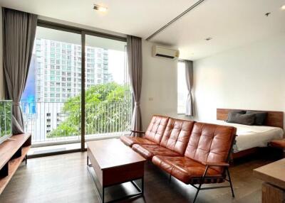 Modern bedroom with city view