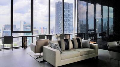 Modern living room with city view