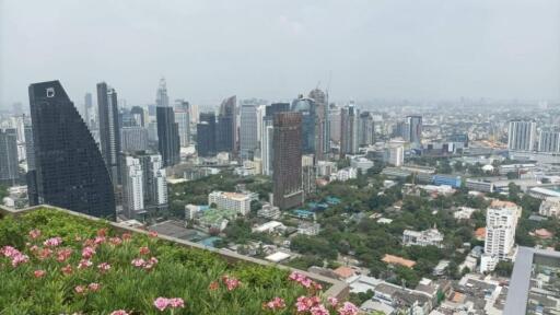 City skyline view from balcony