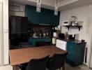 Modern kitchen with dining table