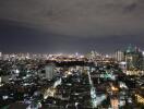 Night view of cityscape with illuminated buildings