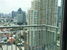 City view from balcony with high-rise buildings