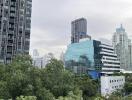 View of modern buildings with greenery