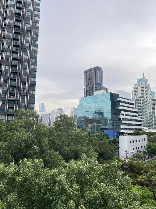 View of modern buildings with greenery