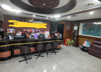 Reception area with office chairs and counter