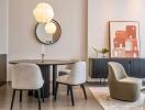 Modern dining area with stylish furniture and decor