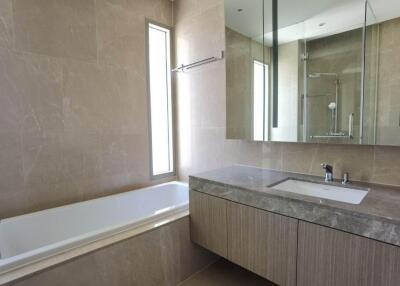 Modern bathroom with bathtub and sink