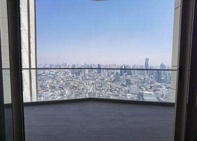 Spacious balcony with city view