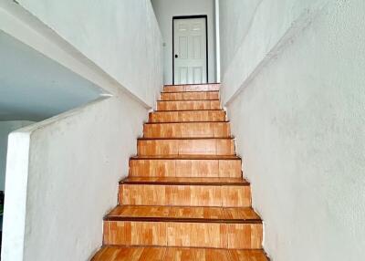 Indoor staircase with wooden steps