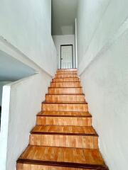 Indoor staircase with wooden steps