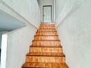 Indoor staircase with wooden steps