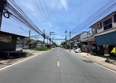 View of a street with buildings and wires