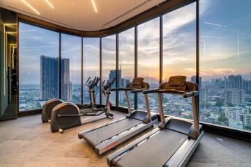 Modern gym with city view