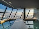 Indoor pool with city view