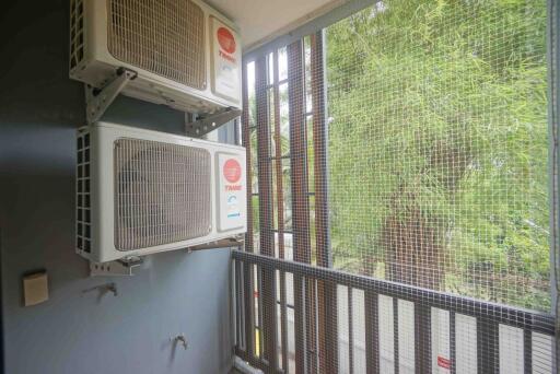 Balcony with air conditioning units