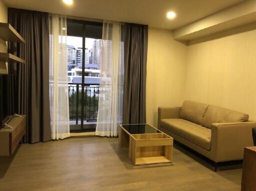 Modern living room with balcony view