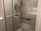 Modern shower area with glass door