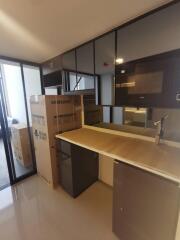 Modern kitchen area with Samsung refrigerator