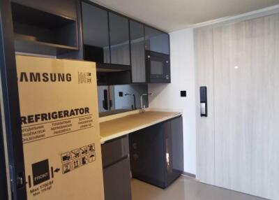 Modern kitchen with new refrigerator