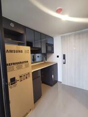 Modern kitchen with new refrigerator