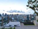 Rooftop terrace with city skyline view