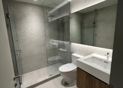 Modern bathroom with glass shower