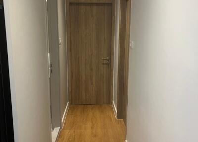 Modern hallway with wooden flooring