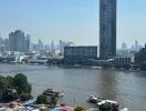 Cityscape view with river and modern buildings