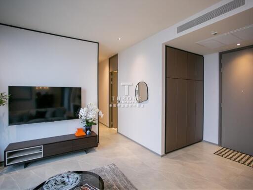 Modern living room with TV and entrance area