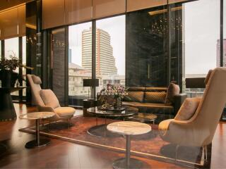 Modern living room with city view