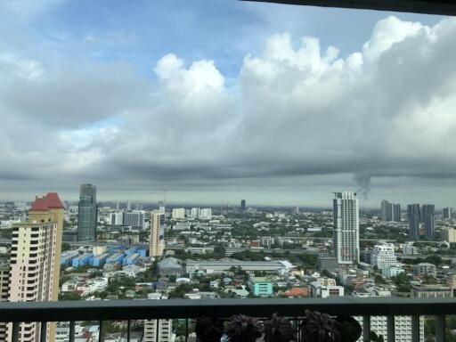 City skyline view from balcony