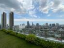 Rooftop garden with city skyline view