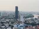 Panoramic city view showcasing high-rise buildings and a river