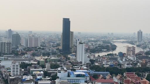 Panoramic city view showcasing high-rise buildings and a river