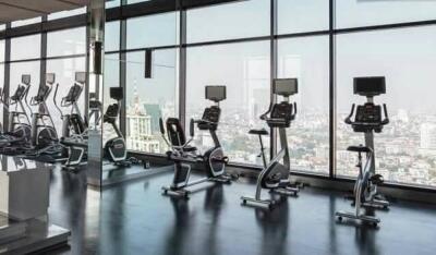 Modern gym with panoramic city view