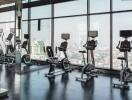 Modern gym with panoramic city view