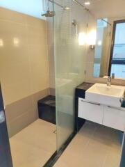 Modern bathroom with shower and sink