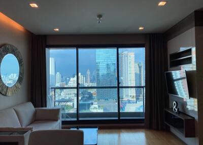 Living room with a city view