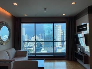 Living room with a city view