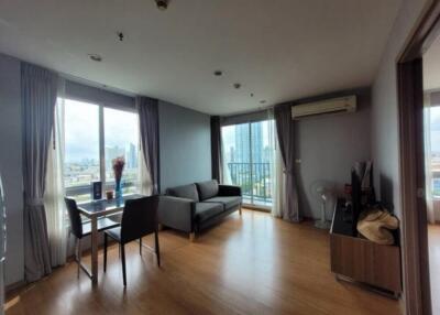 Modern living room with city view