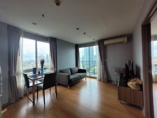 Modern living room with city view