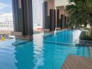 Outdoor swimming pool with city view