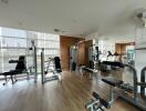 Modern gym with various exercise equipment