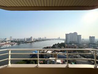 Scenic city and river view from a balcony