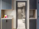 Modern bathroom with ample storage and minimalist decor